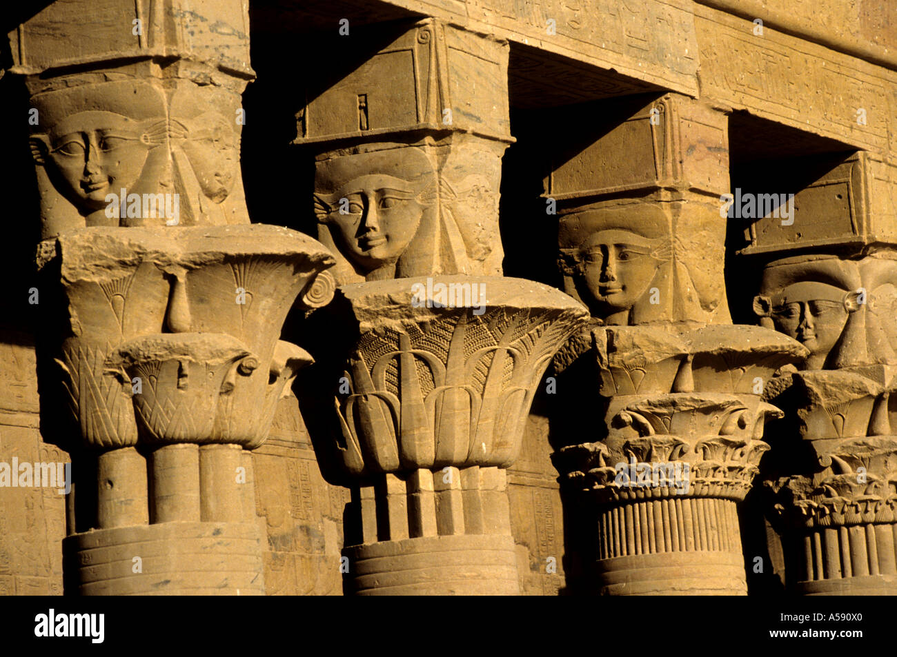 Temple of  complex of Isis on the Island of Philae Nile river Stock Photo