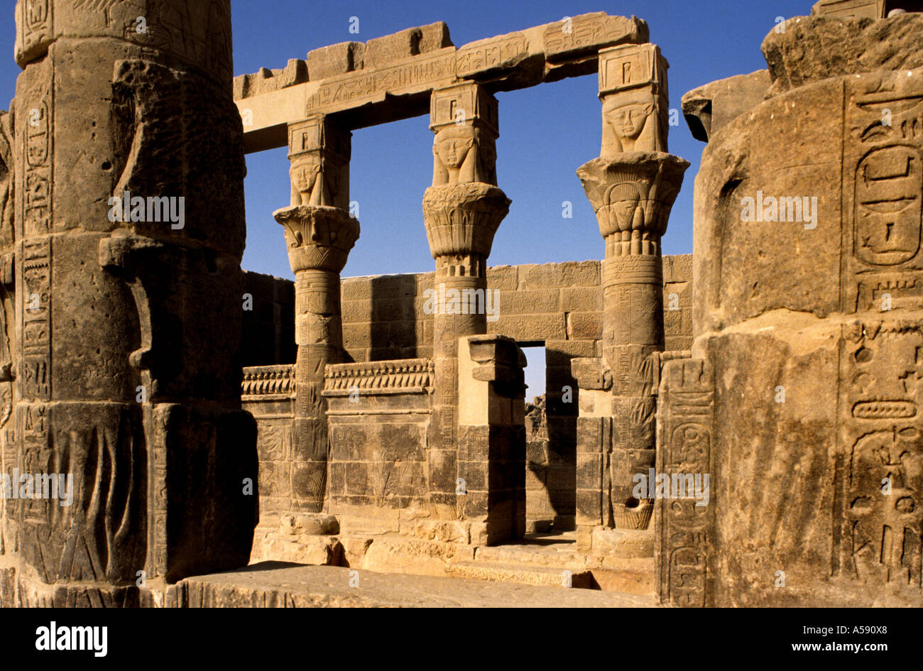 Temple of Philae the temple complex of Isis on the Island of Philae Stock Photo