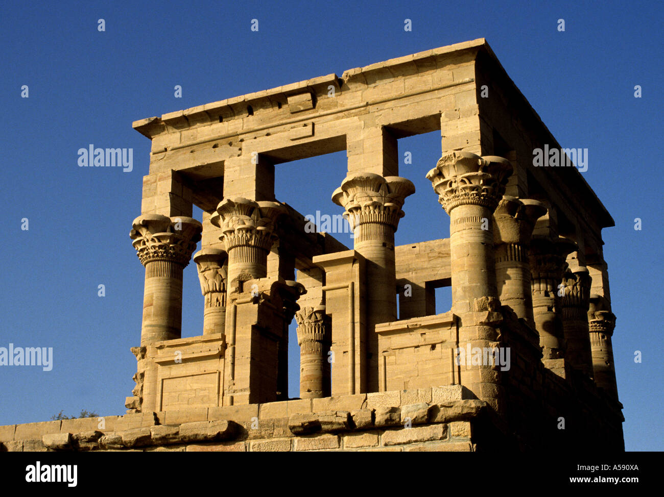 Temple of Philae the temple complex of Isis on the Island of Philae Stock Photo