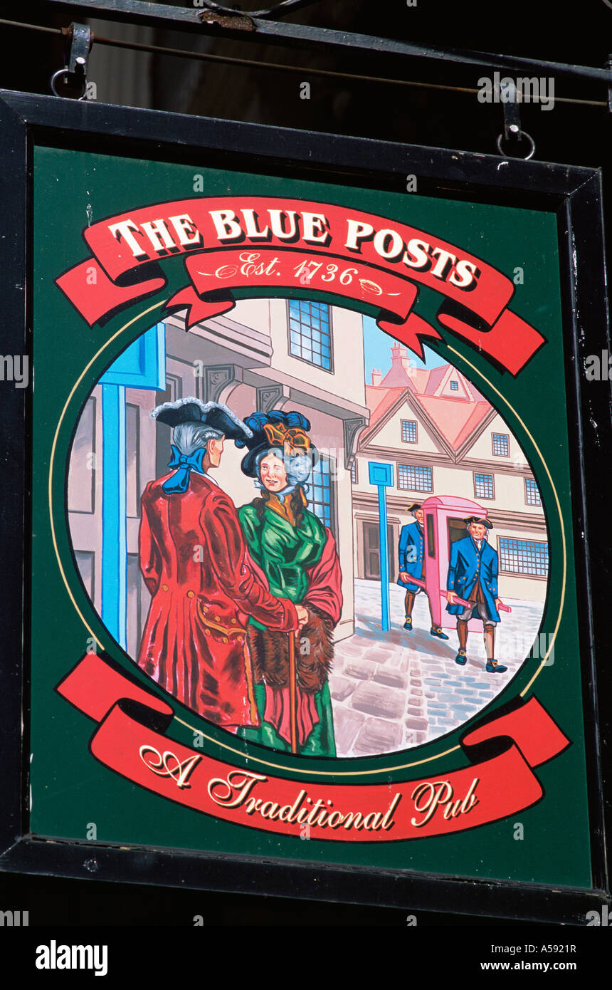England, London, The Blue Posts Pub Sign Stock Photo Alamy