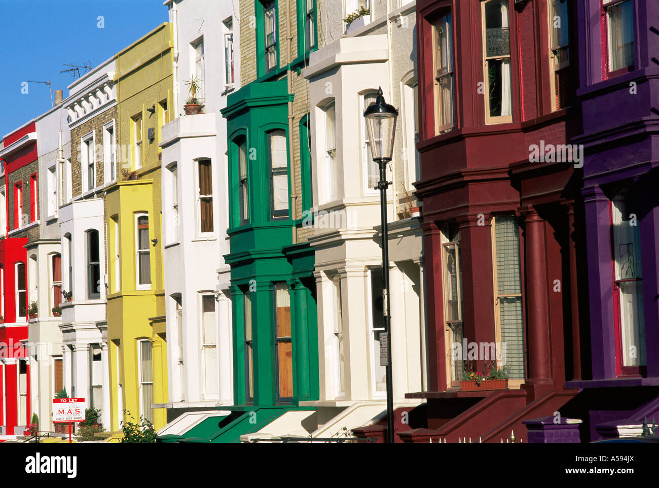 England, London, Notting Hill, Colourful Houses in Lancaster Road Stock ...