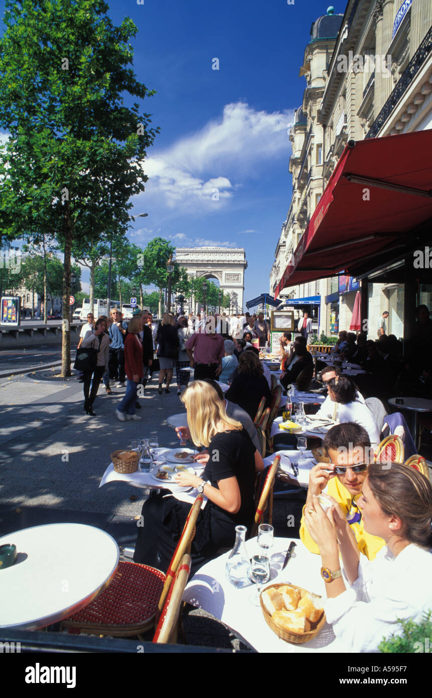 Outdoor cafes and shops along Avenue des Champs-Elysees in Paris,France  Stock Photo - Alamy