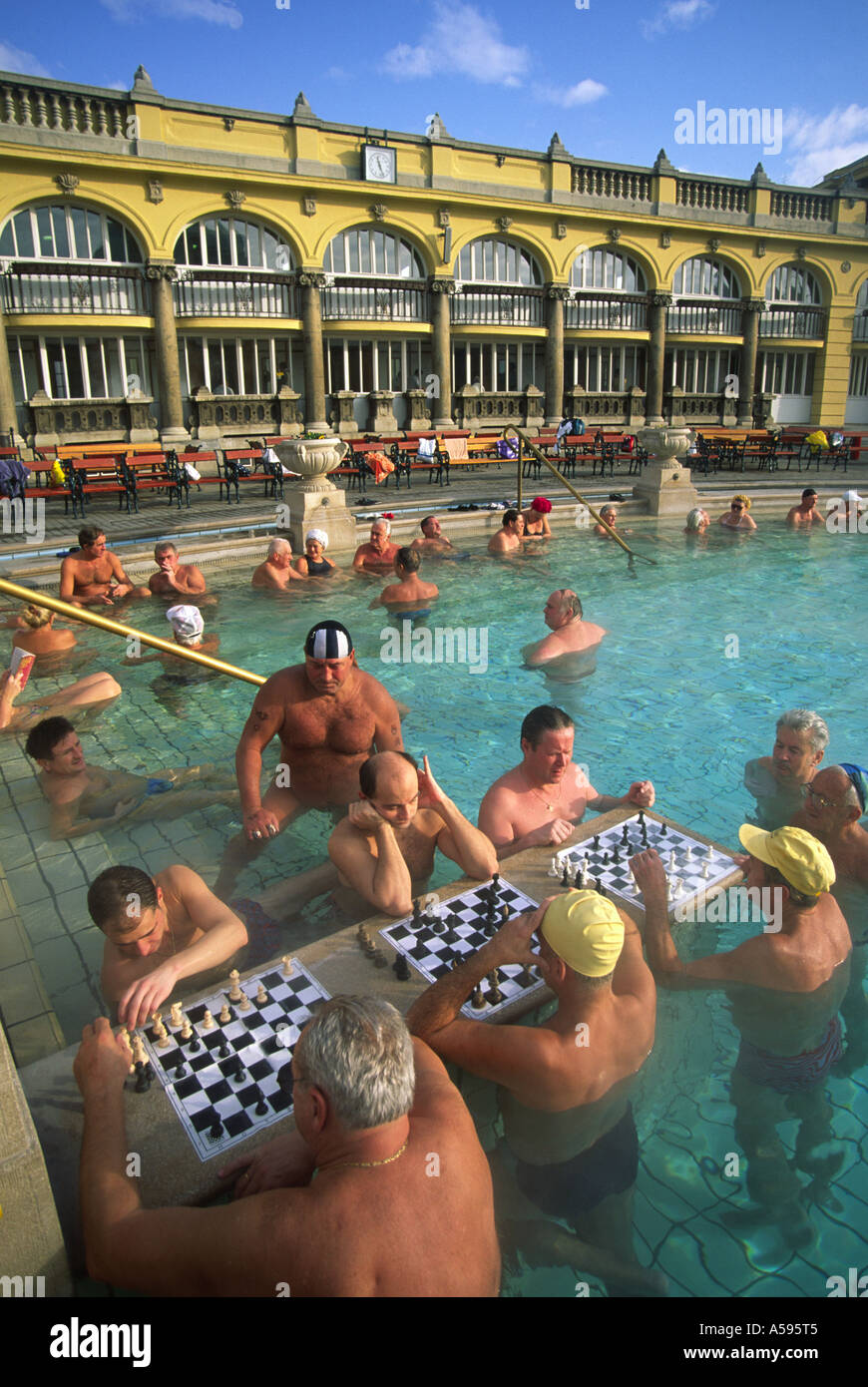 Budapest Hot Spring Rave chess players in gellert hot spring budapest,hungary Stock Photo - Alamy