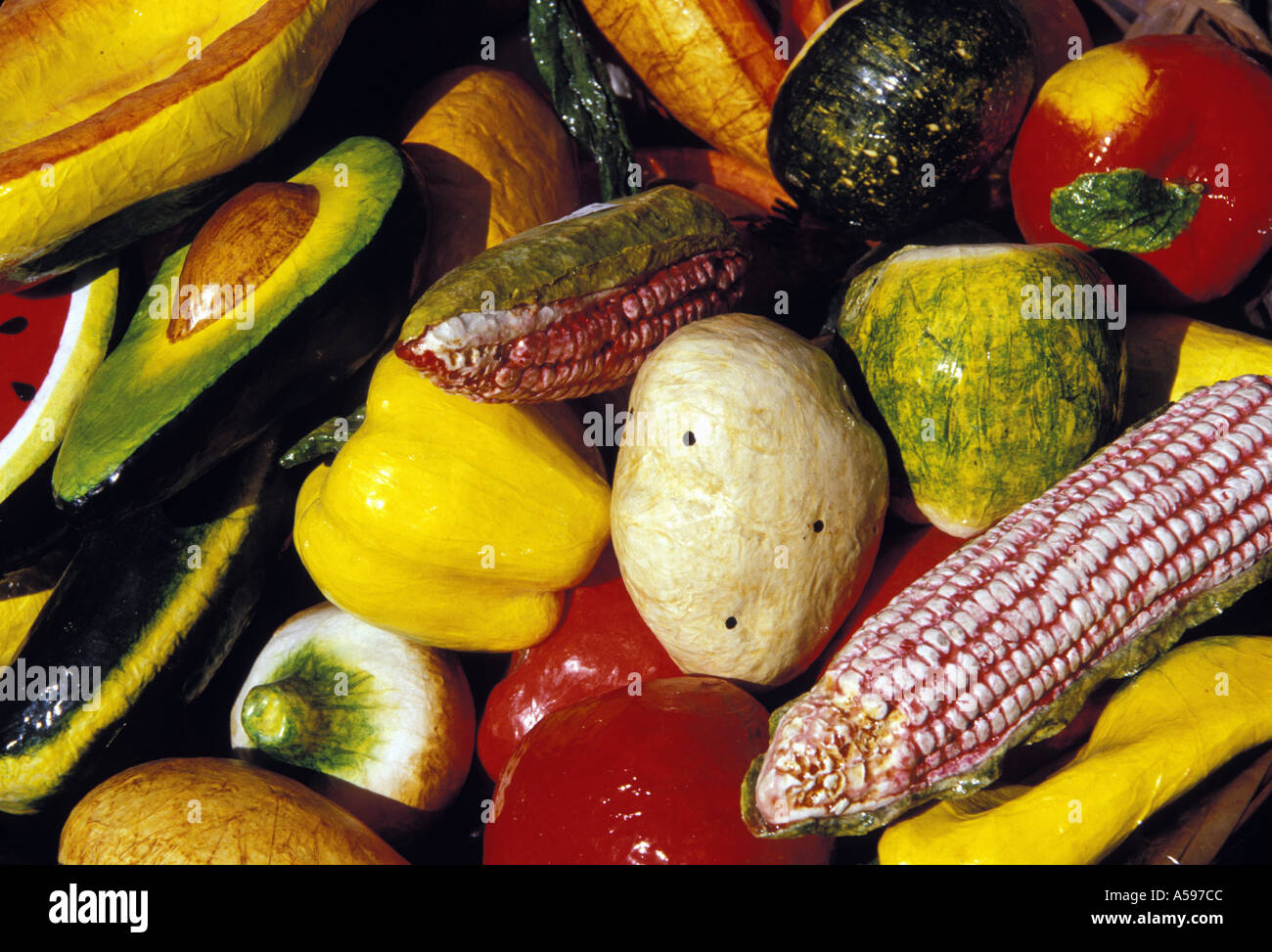 Paper mache fruits and vegetables on sale at a shop Baja Sur Mexico