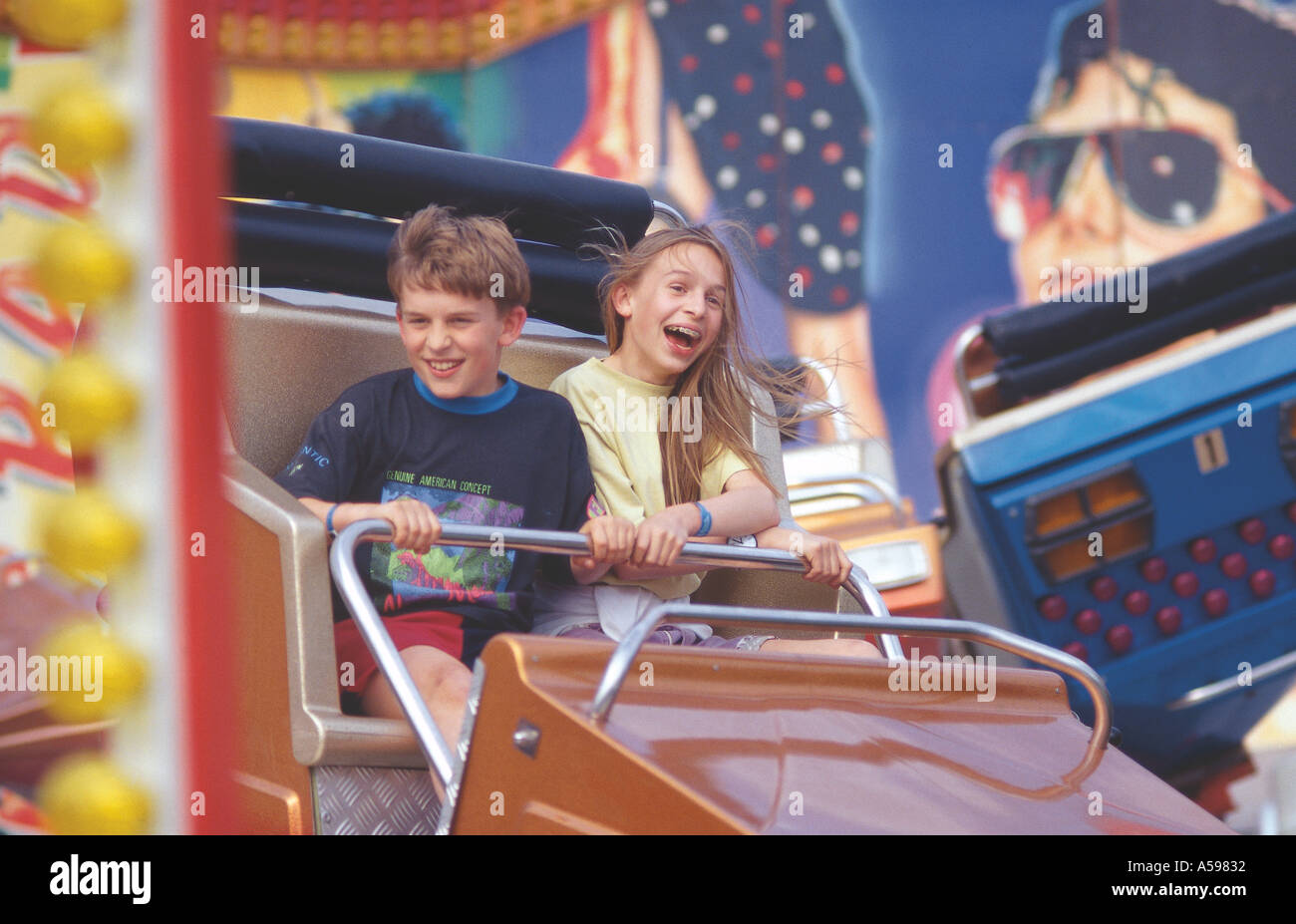 Children at Funfair Great Yarmouth Norfolk England Stock Photo