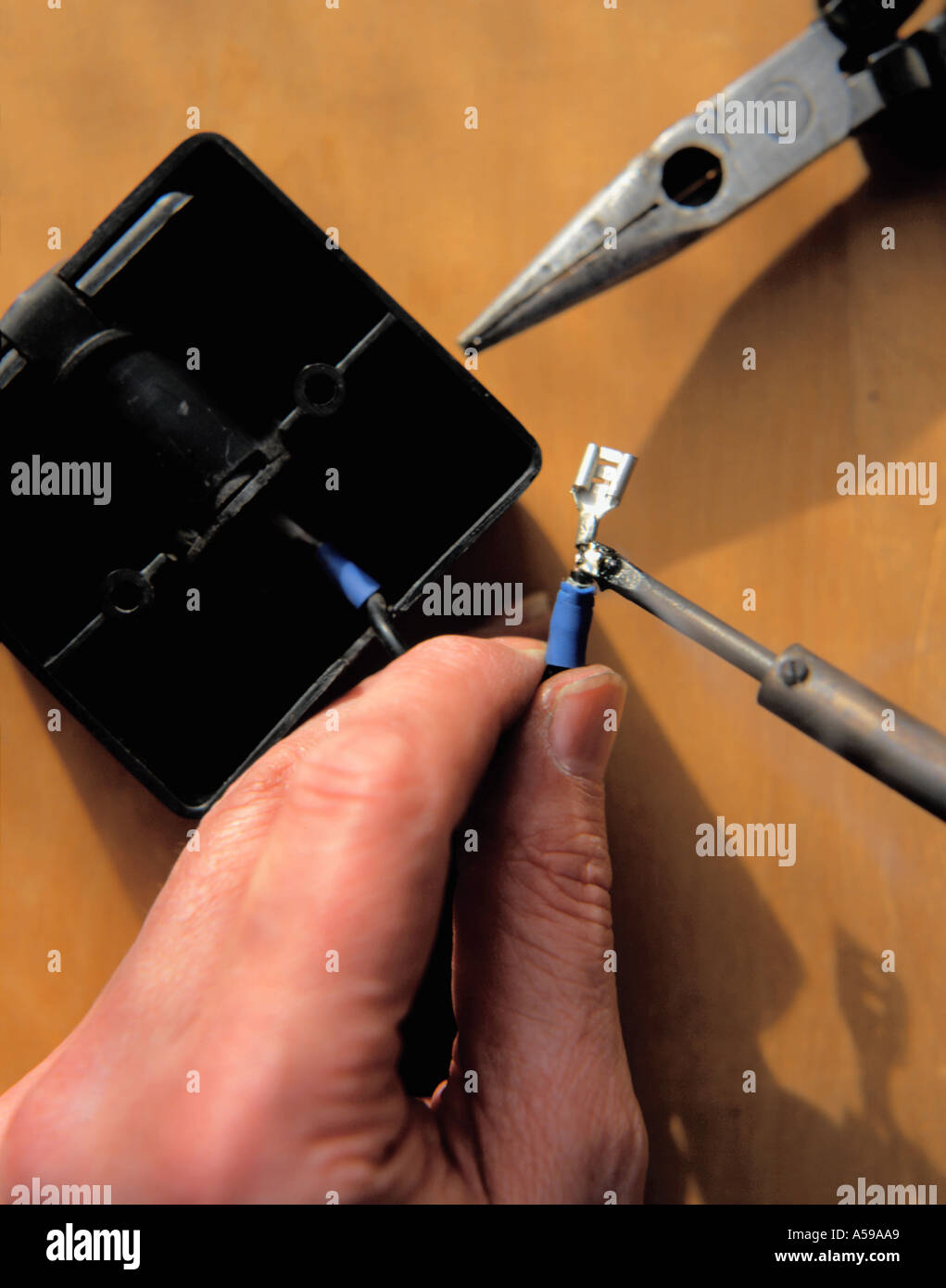Soldering an electrical connection Stock Photo 367273 Alamy