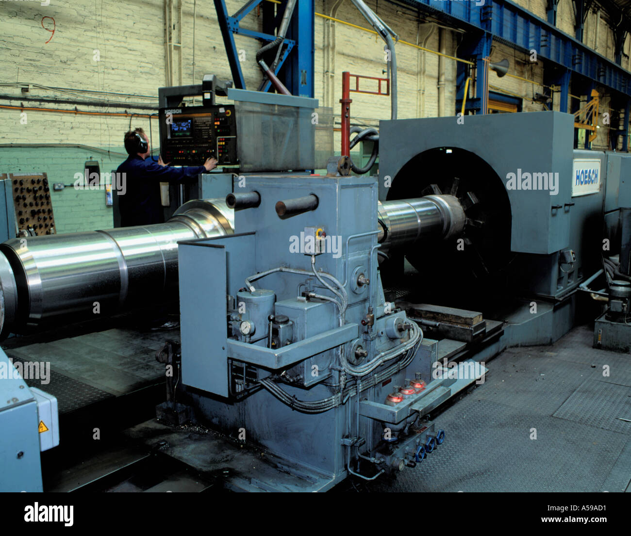 Computer controlled steel milling machine at an engineering works