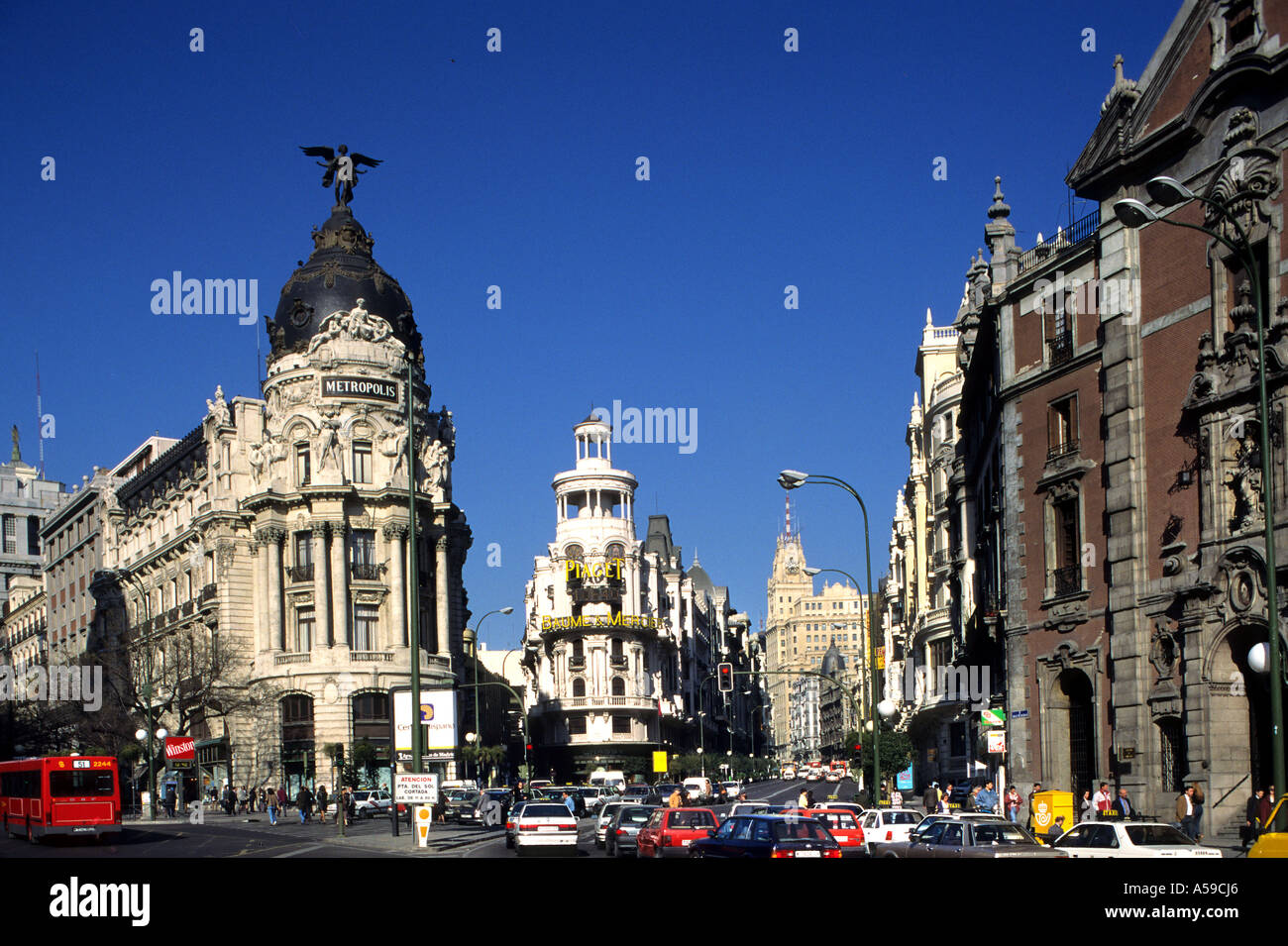 Metropolis Gran Vía Madrid Spain Spanish Capital Stock Photo