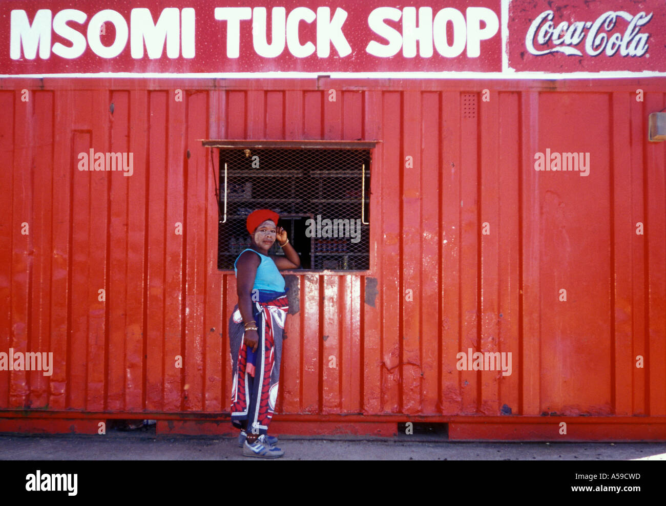 Zulu woman, at Msomi Tuck Shop, Valley of a Thousand Hills, Kwazulu Natal, South Africa Stock Photo