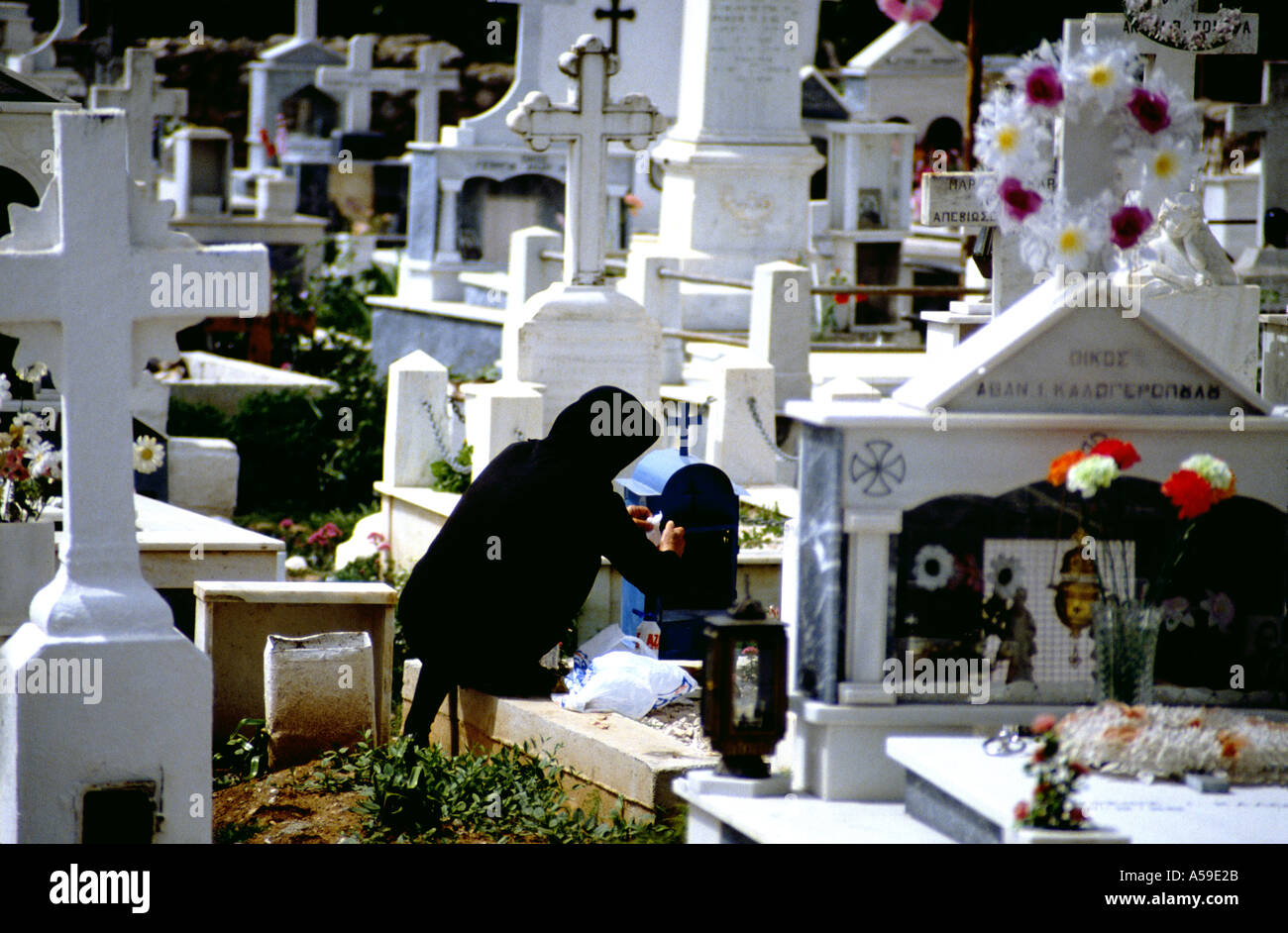 Cemetery in Greece Stock Photo