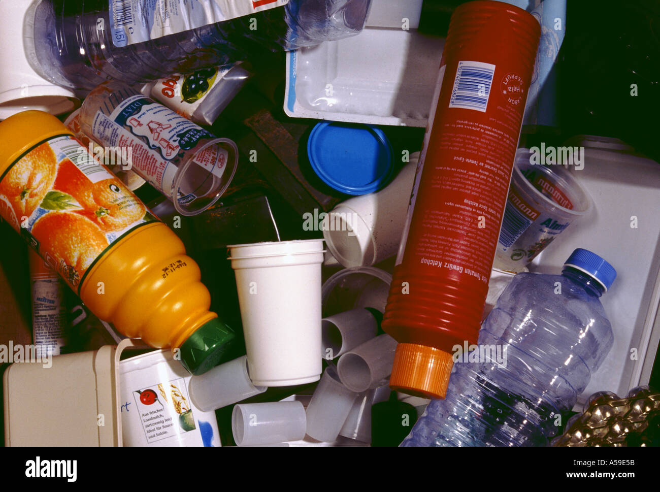 Recycling of plastics packages re processing Stock Photo Alamy