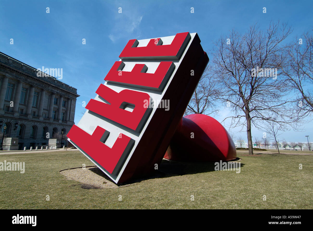 Rubber Stamp Sculpture Downtown Cleveland Ohio sightseeing landmarks and tourist attractions Stock Photo