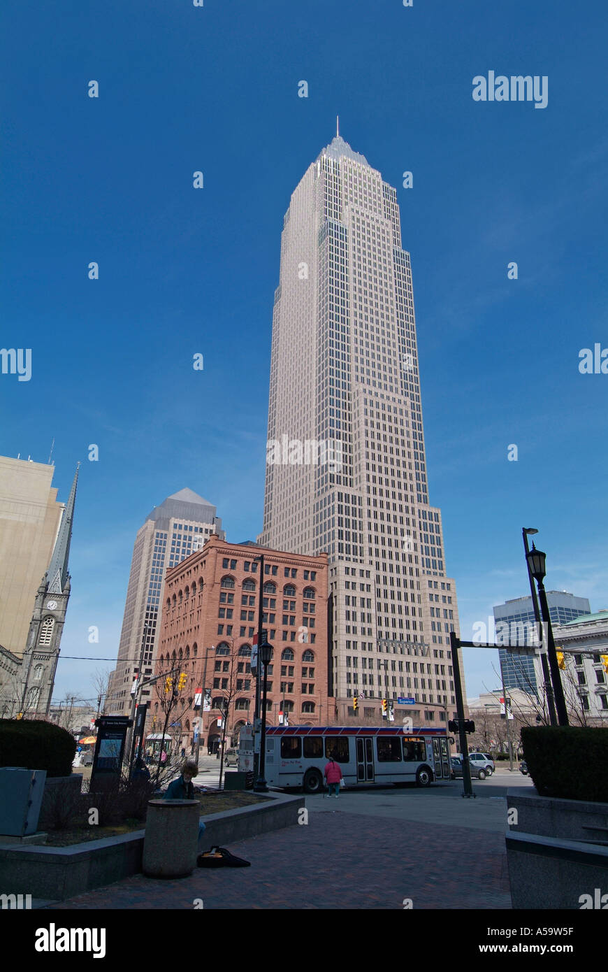 57 story Key Tower building in Downtown Cleveland Ohio sightseeing landmarks and tourist attractions Stock Photo