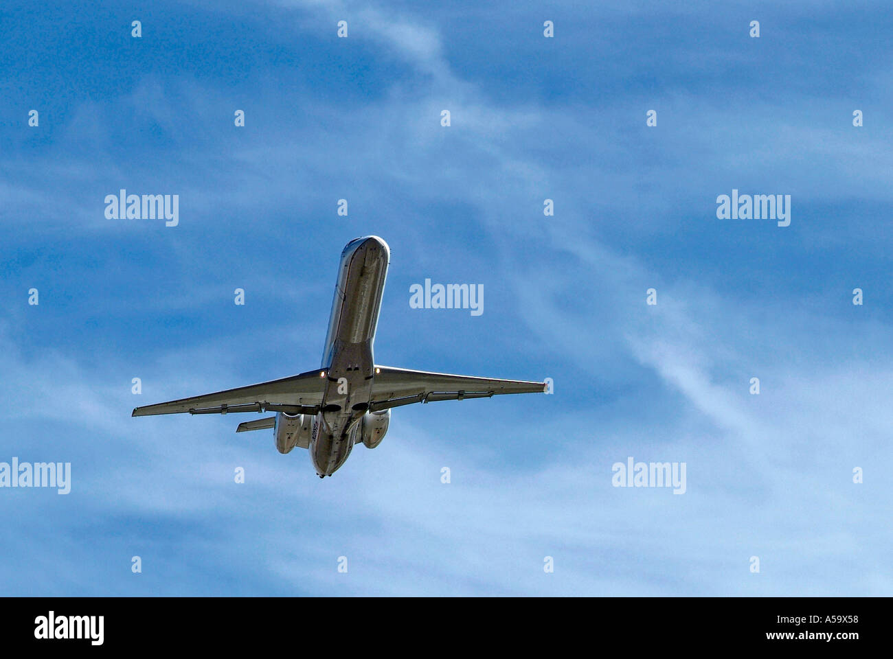 Jet aircraft fly in and out of Cleveland Hopkins Airport Ohio Stock
