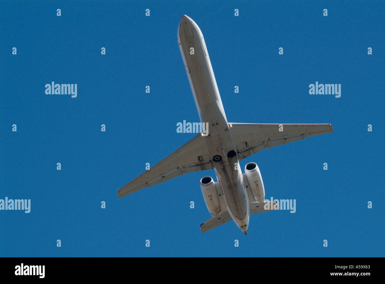 Jet aircraft fly in and out of Cleveland Hopkins Airport Ohio Stock