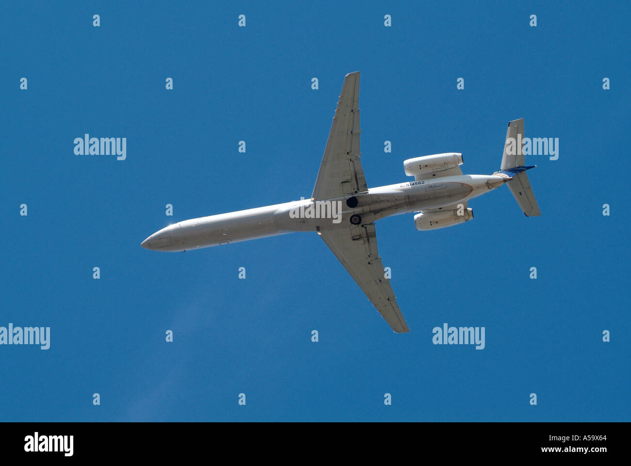 Jet aircraft fly in and out of Cleveland Hopkins Airport Ohio Stock