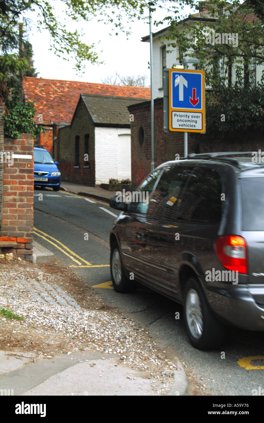 Traffic calming measures outside school Stock Photo
