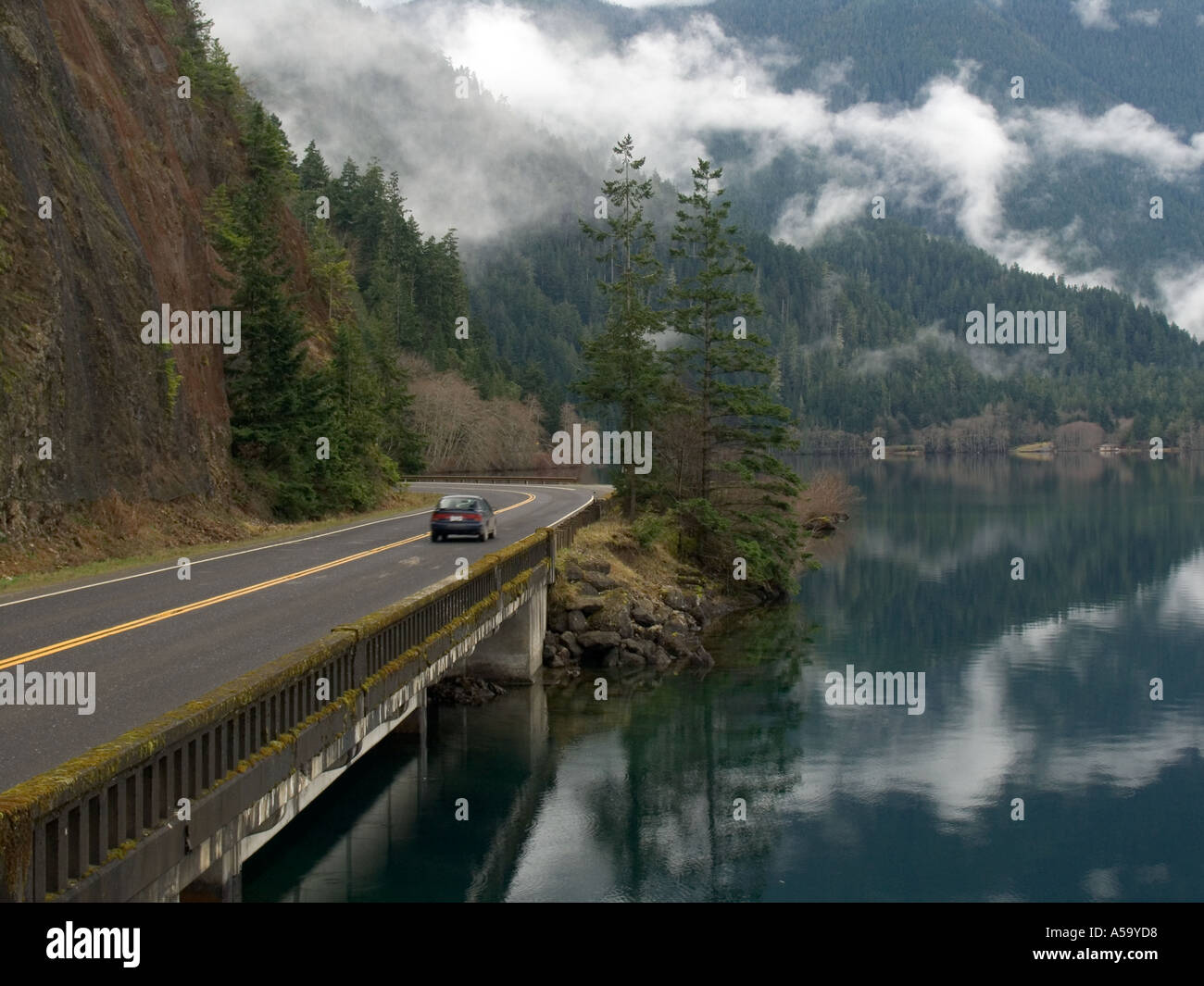 Car On Us Highway 101 Lake Crescent Olympic National Park Washington Stock Photo Alamy Car On Us Highway 101 Lake Crescent Olympic National Park Washington Stock Photo Alamy