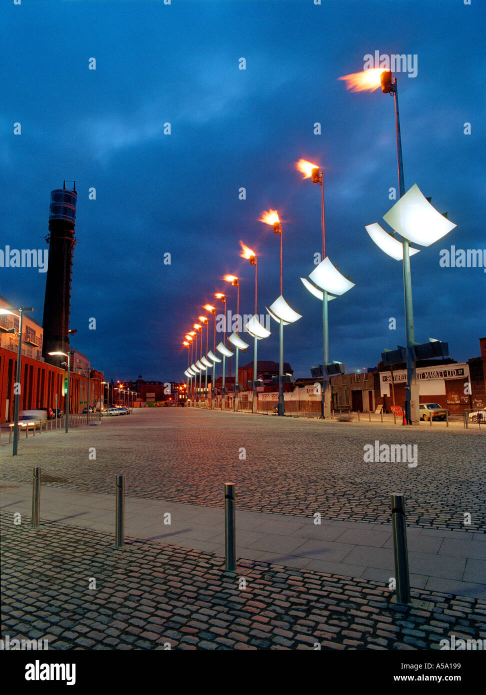 Smithfield dublin illuminated street lights lamps ireland hires stock