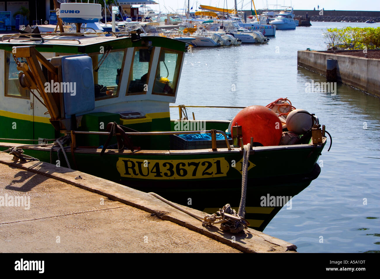 Fishing boat in harbour 'St.Gilles', 'Réunion' Stock Photo