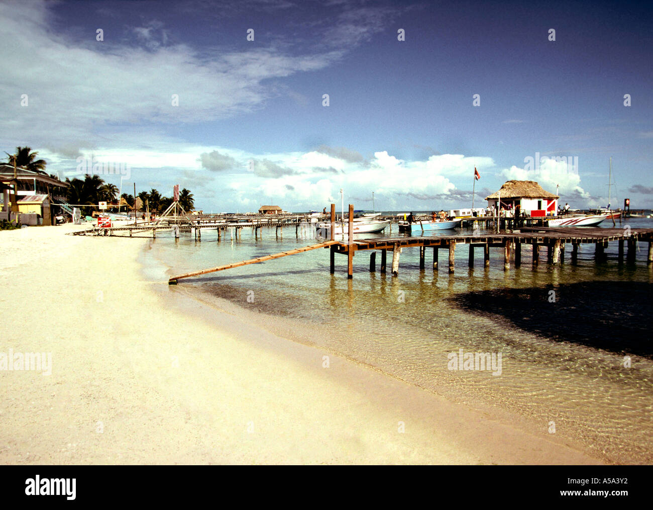 Belize Ambergris Cay San Pedro waterfront Stock Photo Alamy