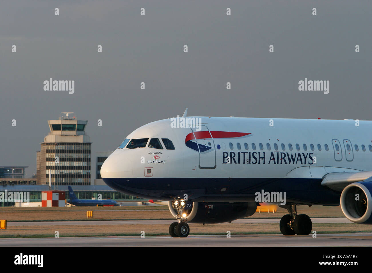 A British Airways plane taxes onto