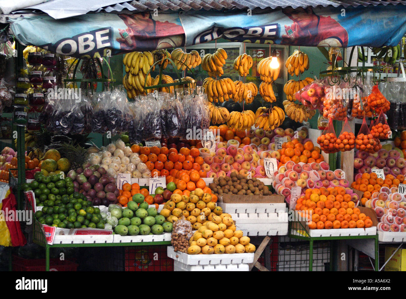 Fruit and vegetable stand in Angeles City, Philippine Islands Stock
