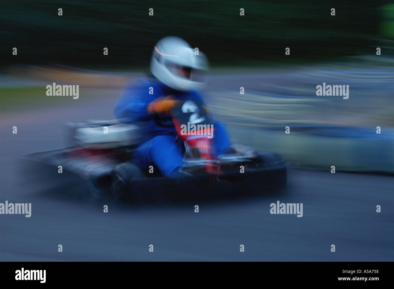 Go Karts view from on Go kart camera on and off kart with blur and sharp Stock Photo