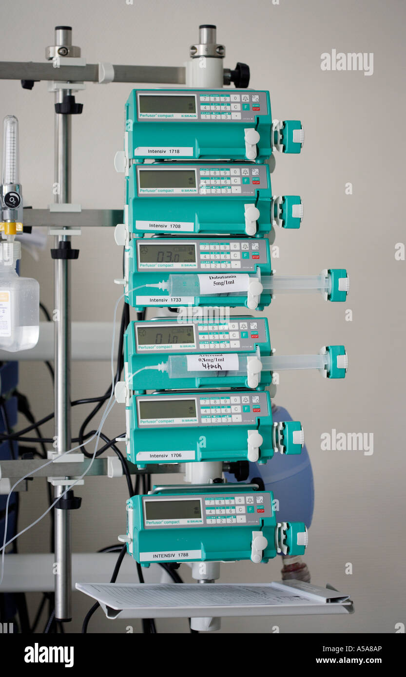 MEDICAL EQUIPMENT ON THE INTENSIVE CARE UNIT Stock Photo