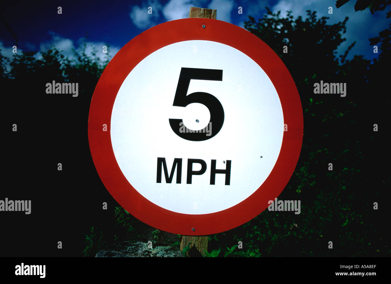 Five Miles Per Hour Sign Stock Photo