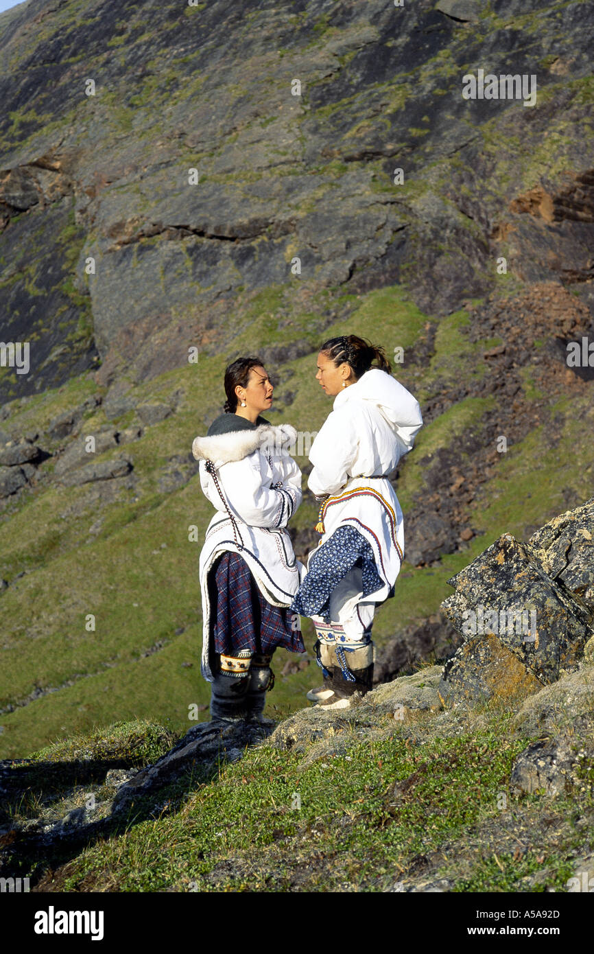 Two inuit women throat singing Stock Photo - Alamy