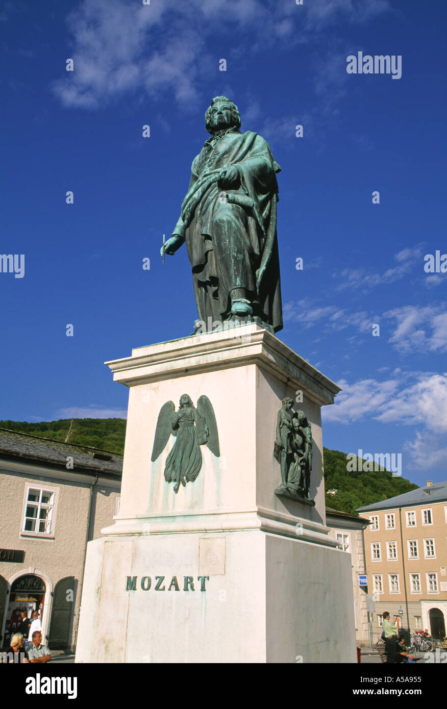 Mozart Statue, Mozartplatz, Salzburg, Austria Stock Photo