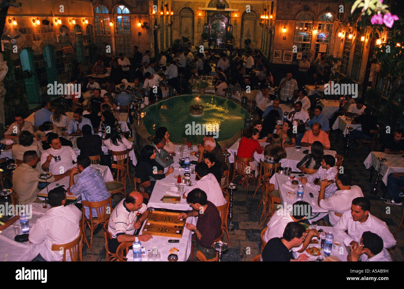 People gathering at a cafe in Damascus Syria Stock Photo