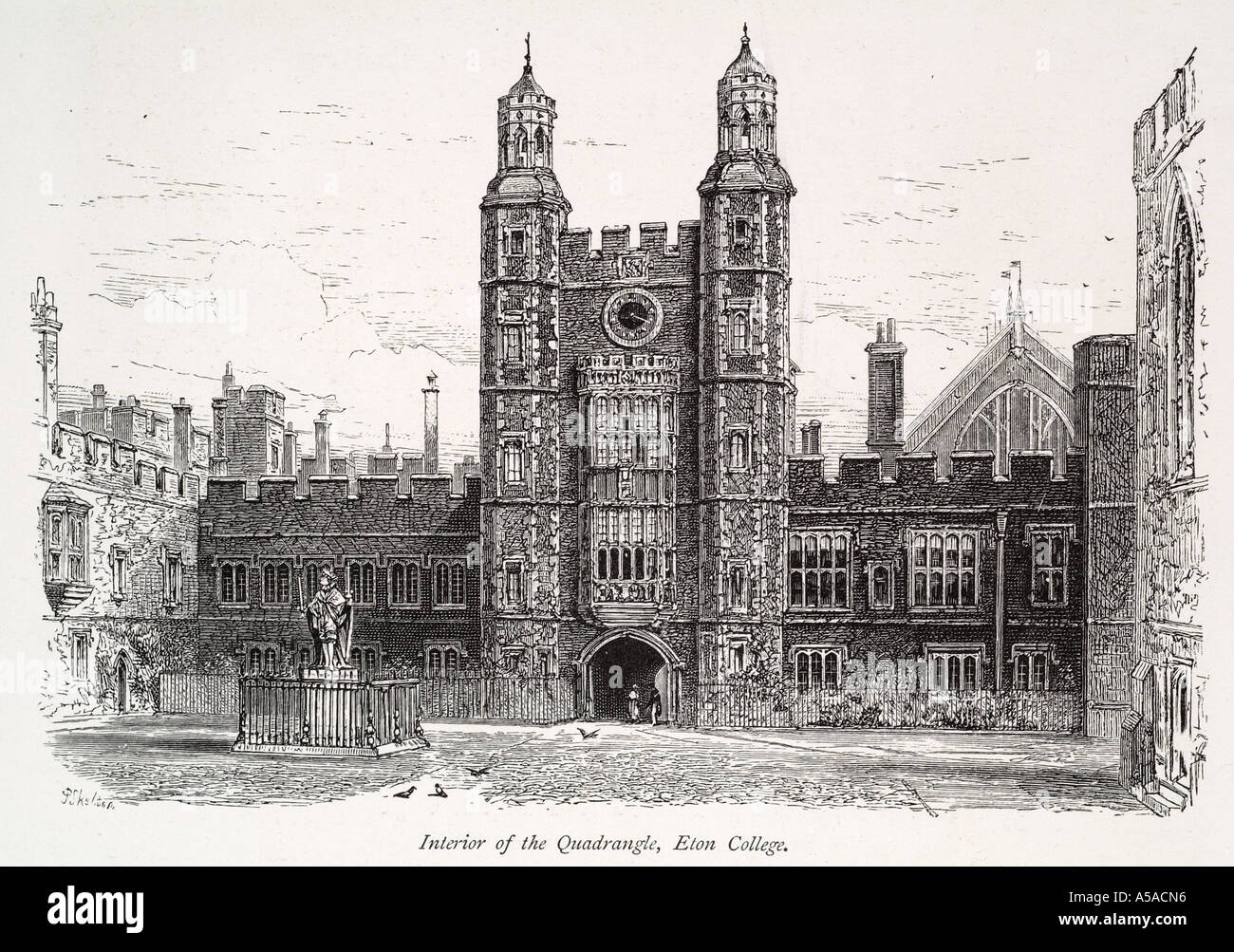 Eton school Eton College near nr Windsor buildings Berkshire Berks UK United Kingdom GB Great Britain school courtyard clock tow Stock Photo