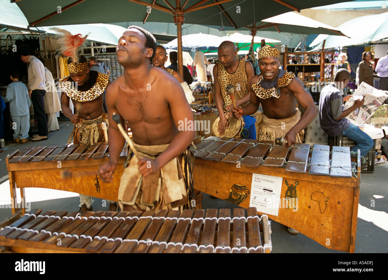 Native South Africans performing on the streets of Johannesburg Stock Photo