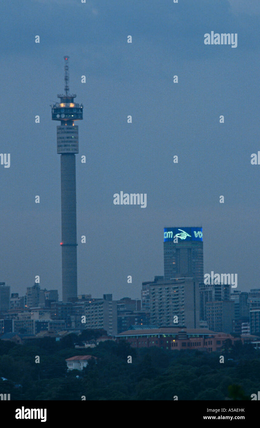 The Hillbrow Tower the tallest structure in Johannesburg at dusk Stock Photo Alamy