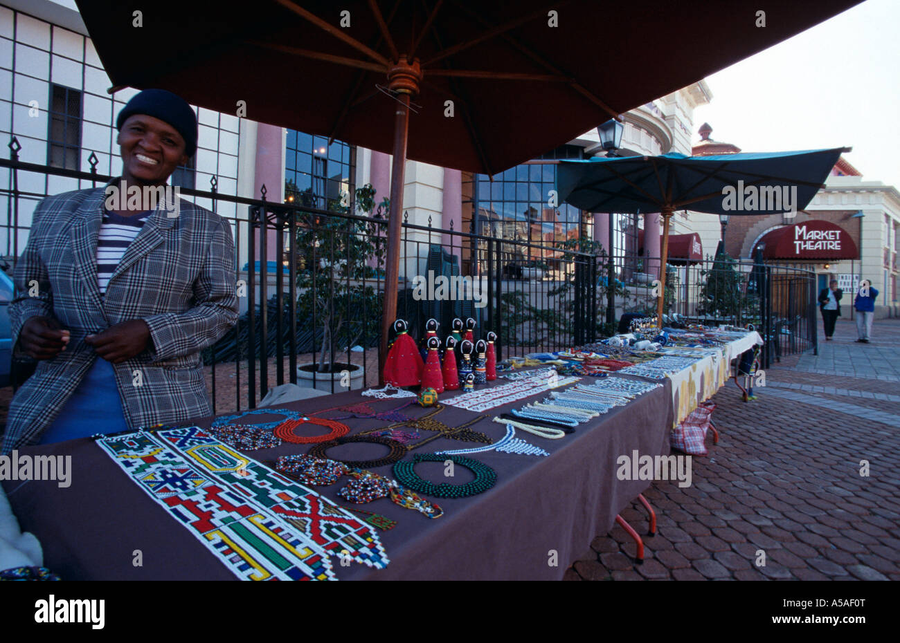 A street vendor selling souvenir at the Market Theatre in Johannesburg