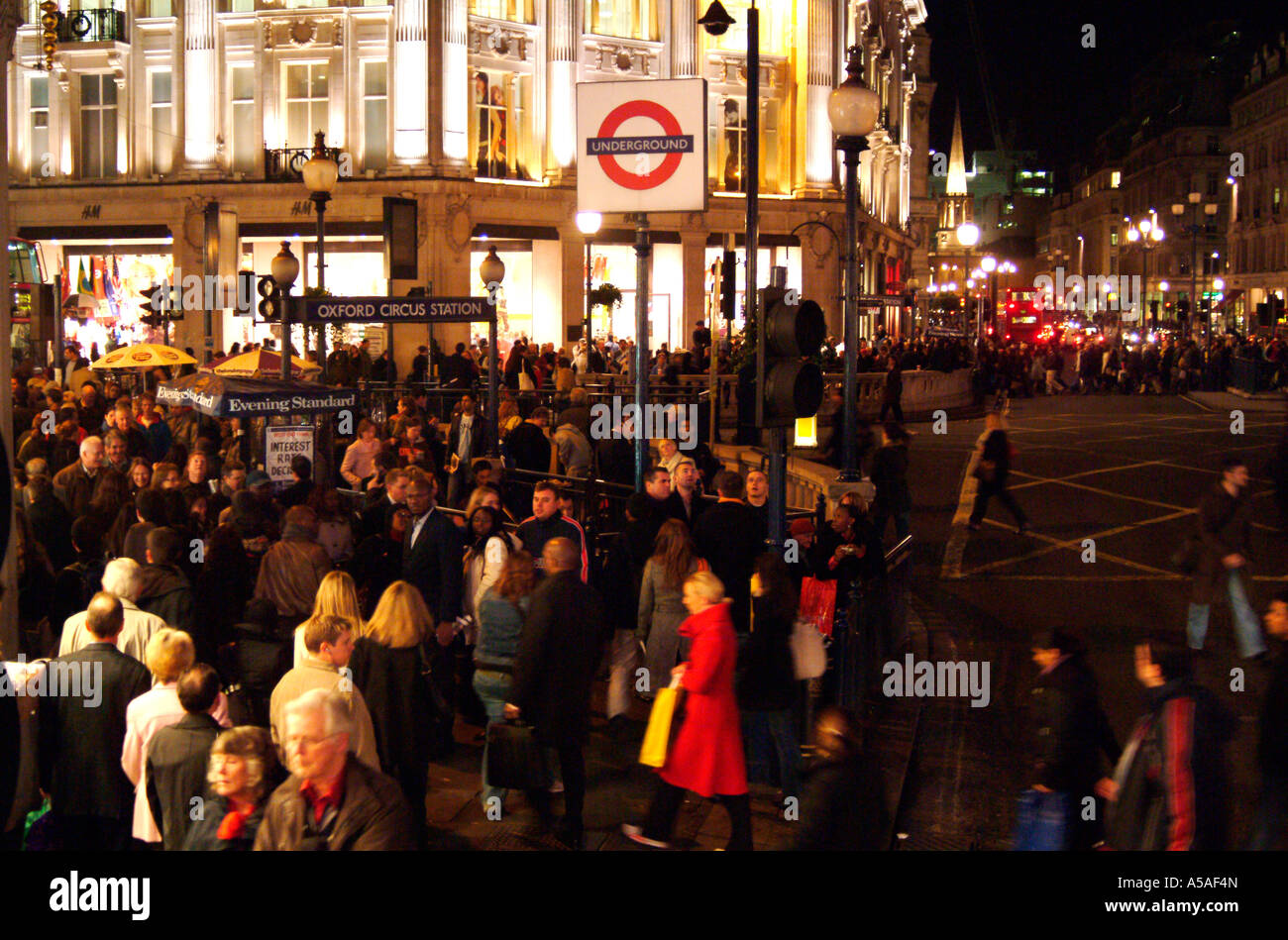 Crowds at Oxford Circus tube station in winter London Stock Photo Alamy