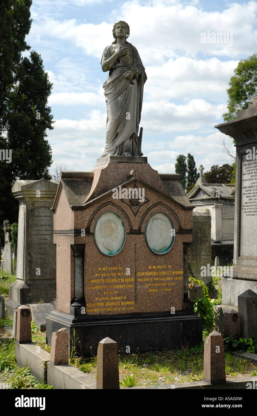 Tomb of Charles Blondin the pseudonym of Jean François Gravelet (1824-1897) in Kensal Green Cemetery London Stock Photo