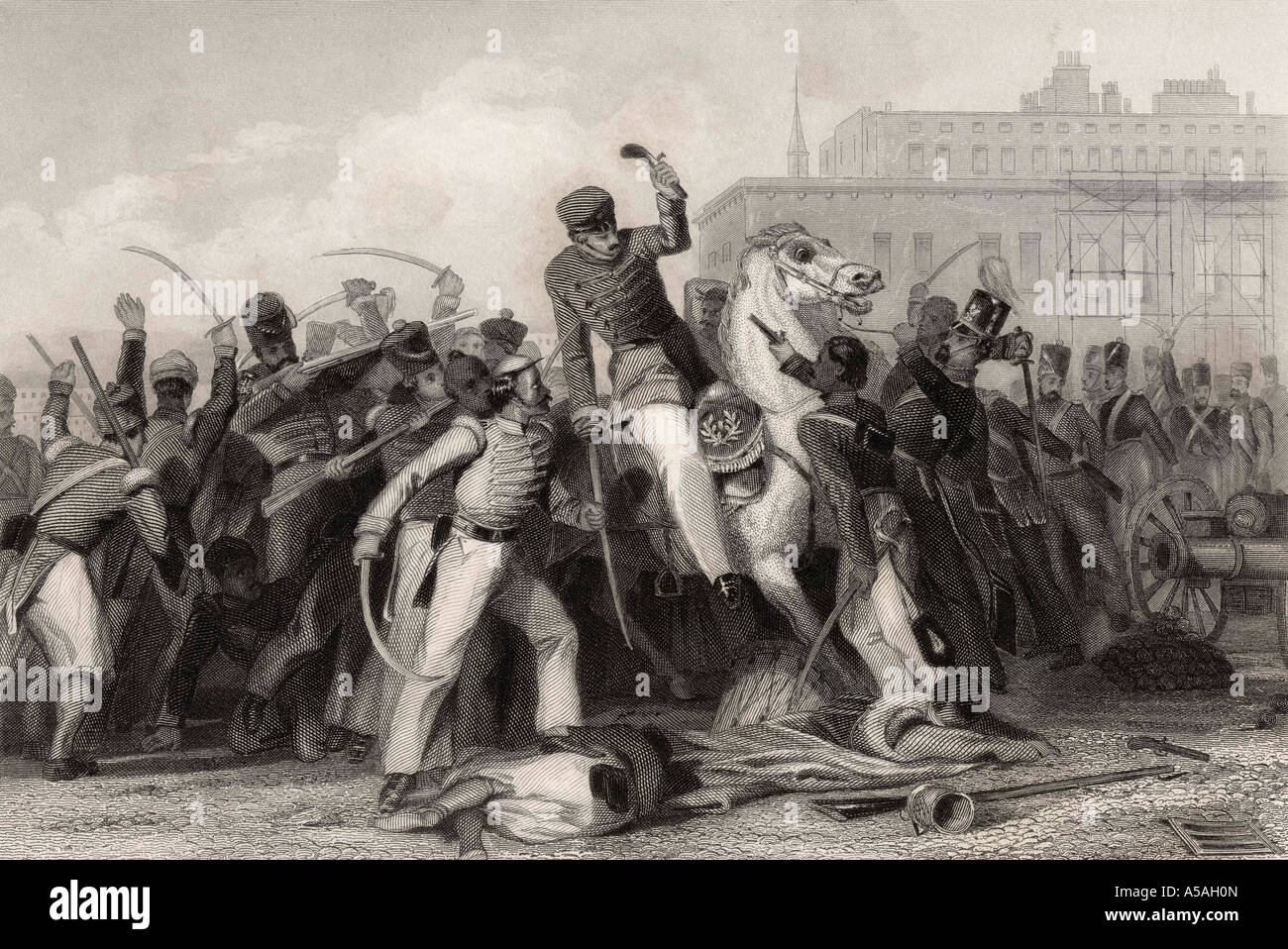 Death of Colonel Finnis at Meerut. Stock Photo