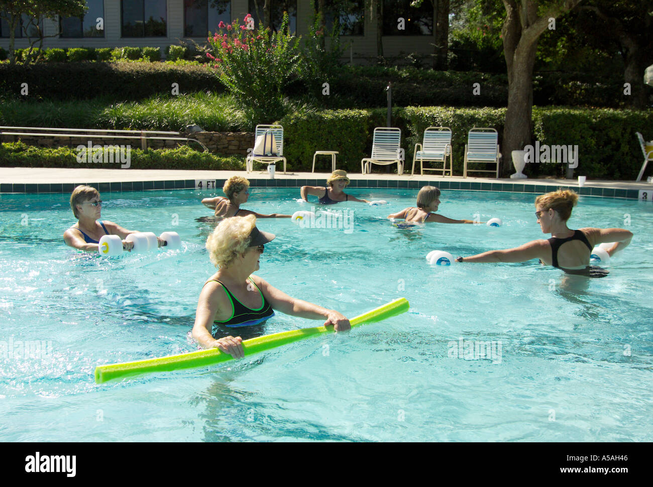 Senior women aqua aerobics class MODEL RELEASED Stock Photo