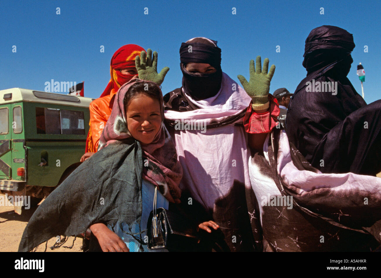 A Sahrawi refugee family in a refugee camp in Tindouf Western Algeria ...