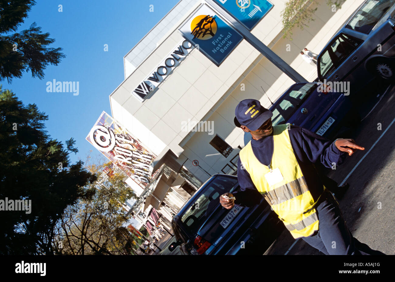 A security guard at a parking lot in Johannesburg South Africa Stock