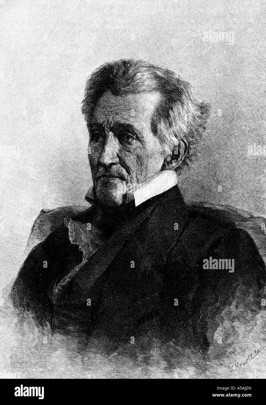 Engraving of the 7th American President Andrew Jackson Stock Photo