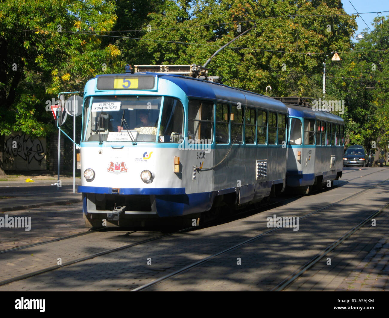 Smartrans Riga The tram is a cheap way of getting around in Riga, Latvia. Pictured ...