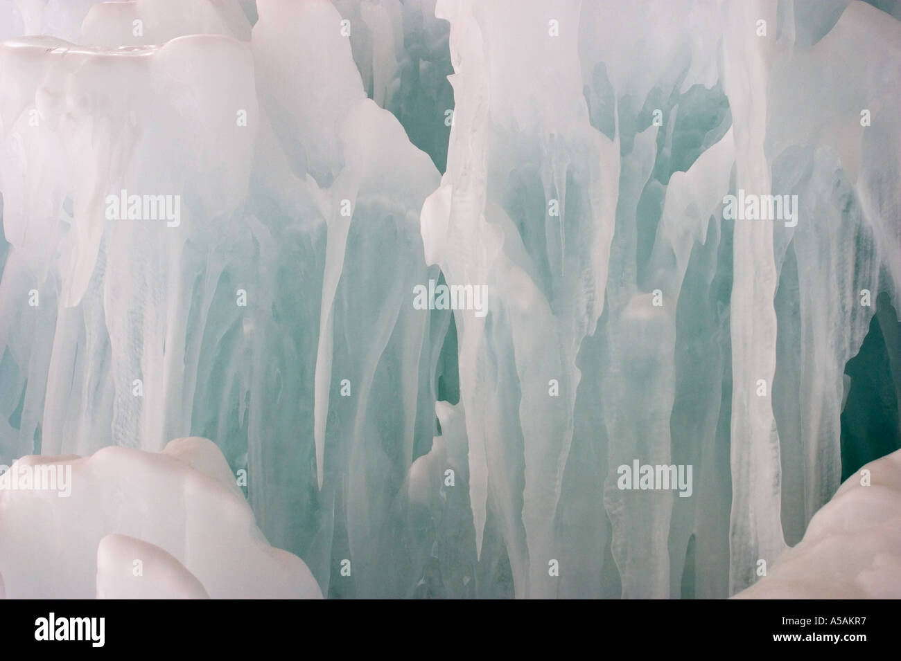 Ice formed by a mountain waterfall Stock Photo Alamy