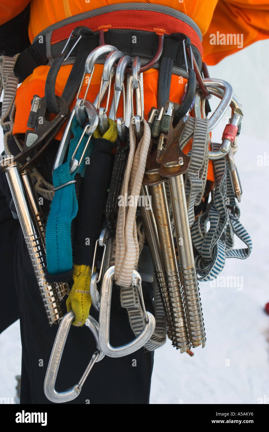 Ice climbing tools Stock Photo Alamy