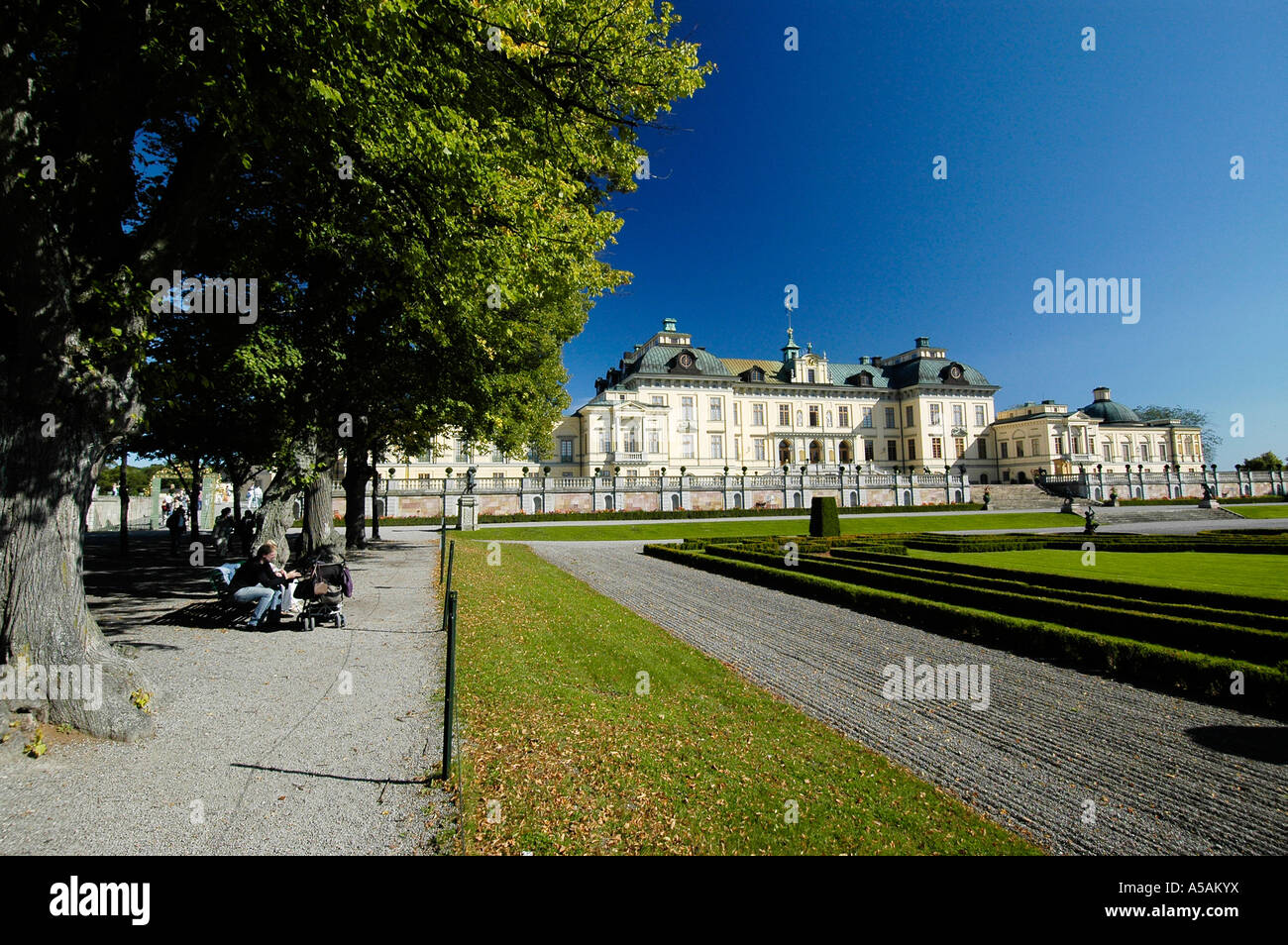 The Drottningholm Palace just outside Stockholm is home to the Swedish royal family and part of the Unesco World Heritage list Stock Photo