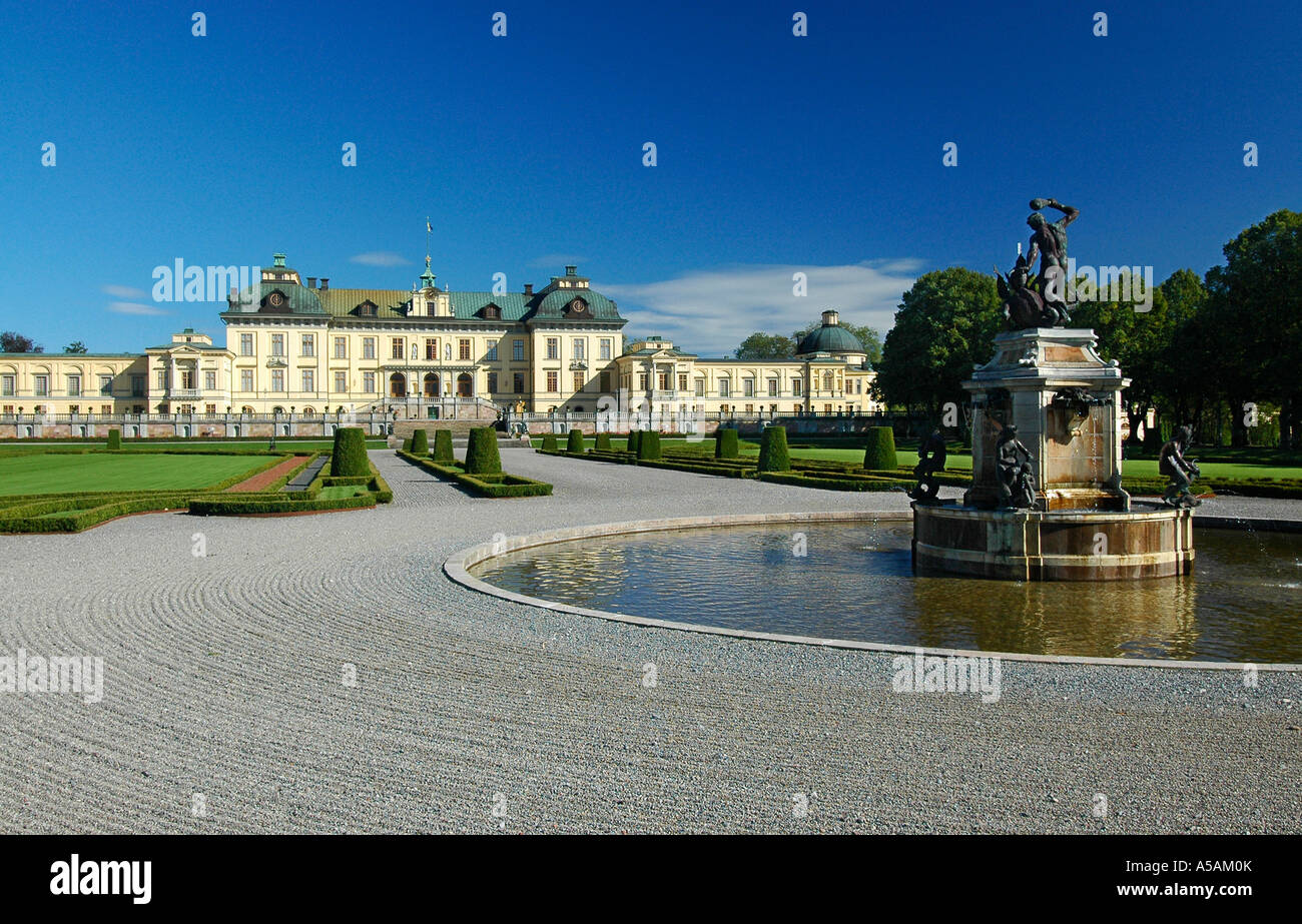 The Drottningholm Palace just outside Stockholm is home to the Swedish royal family and part of the Unesco World Heritage list Stock Photo