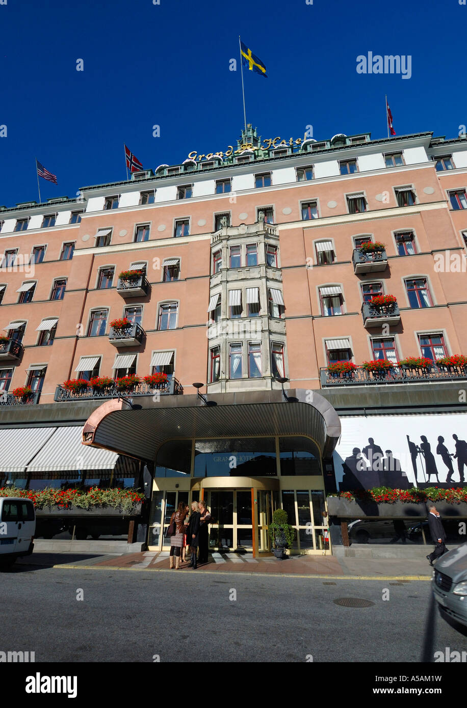 Grand Hôtel is considered the most luxurious hotel in Stockholm, Sweden, and hosts both Nobel Price winners and rockstars Stock Photo